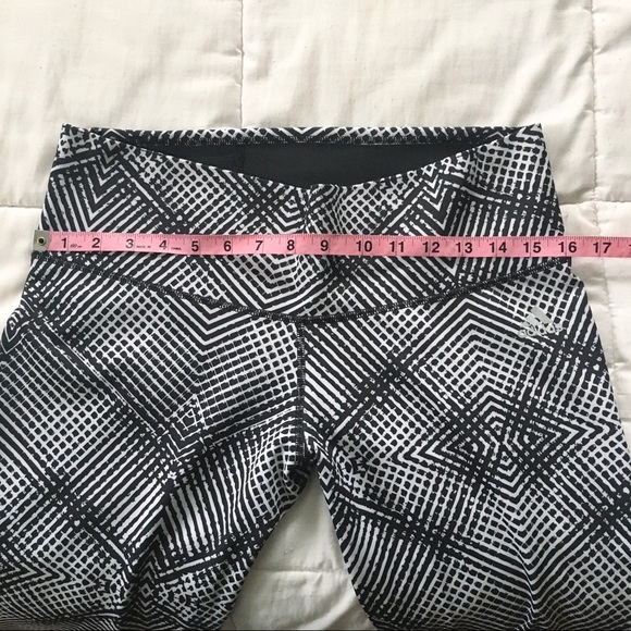ADIDAS Black & White Climalite Patterned Capri Leggings - Picture 9 of 11